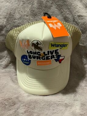 Wrangler White and Gold Patch Trucker Cap